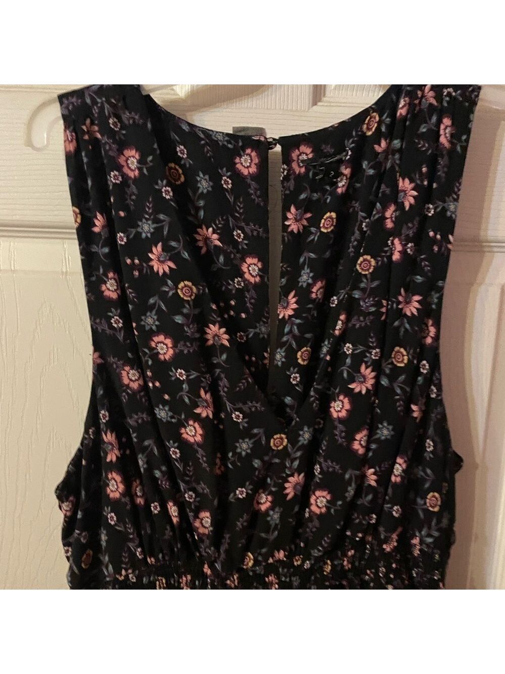 Torrid Floral Sleeveless Elastic Waist Fit & Flare Swing Dress Boho Black 2 - Picture 4 of 4